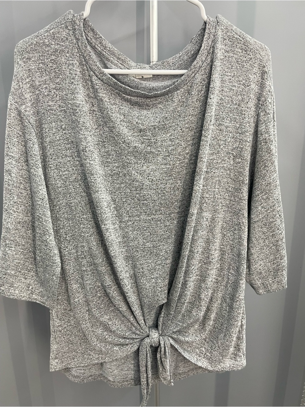 GAP Heather Gray Long-Sleeve Tie-Front Top